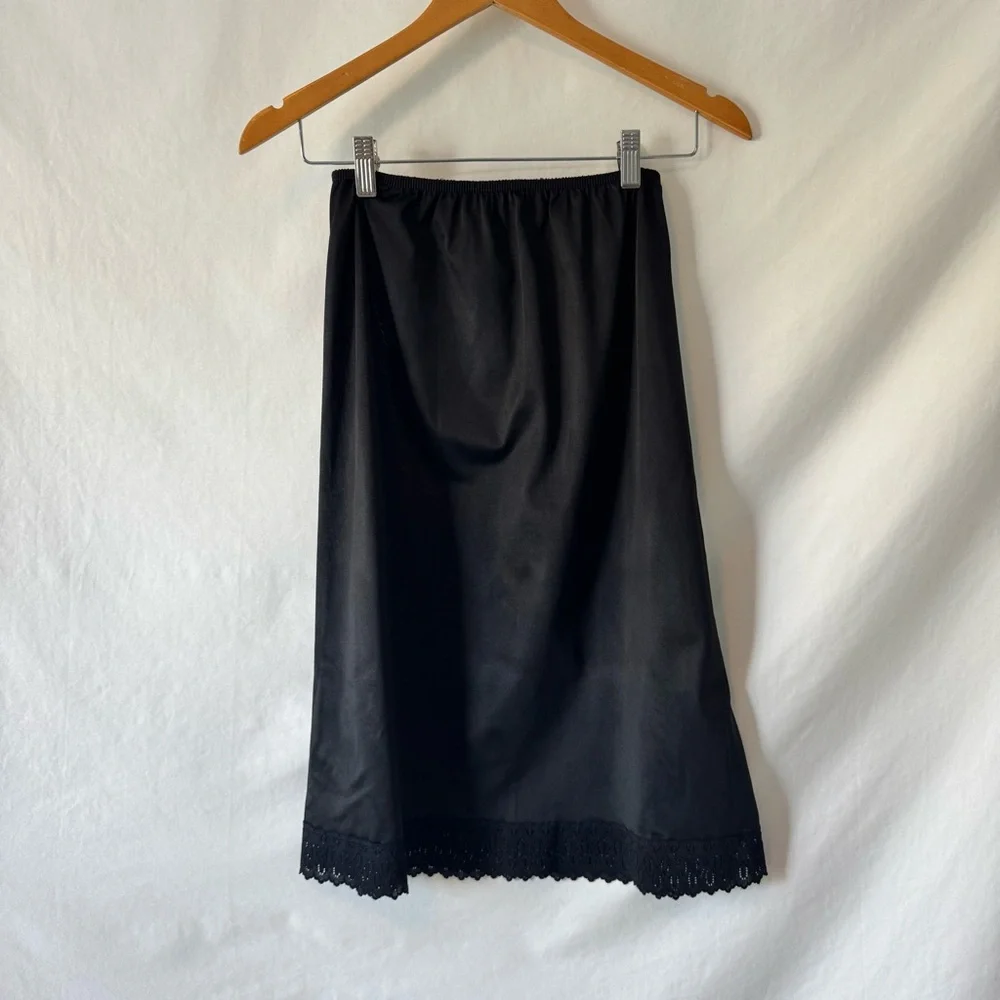 Vintage Sliperfection Black Half Skirt Slip with Lace Hem Size S - Picture 4 of 11
